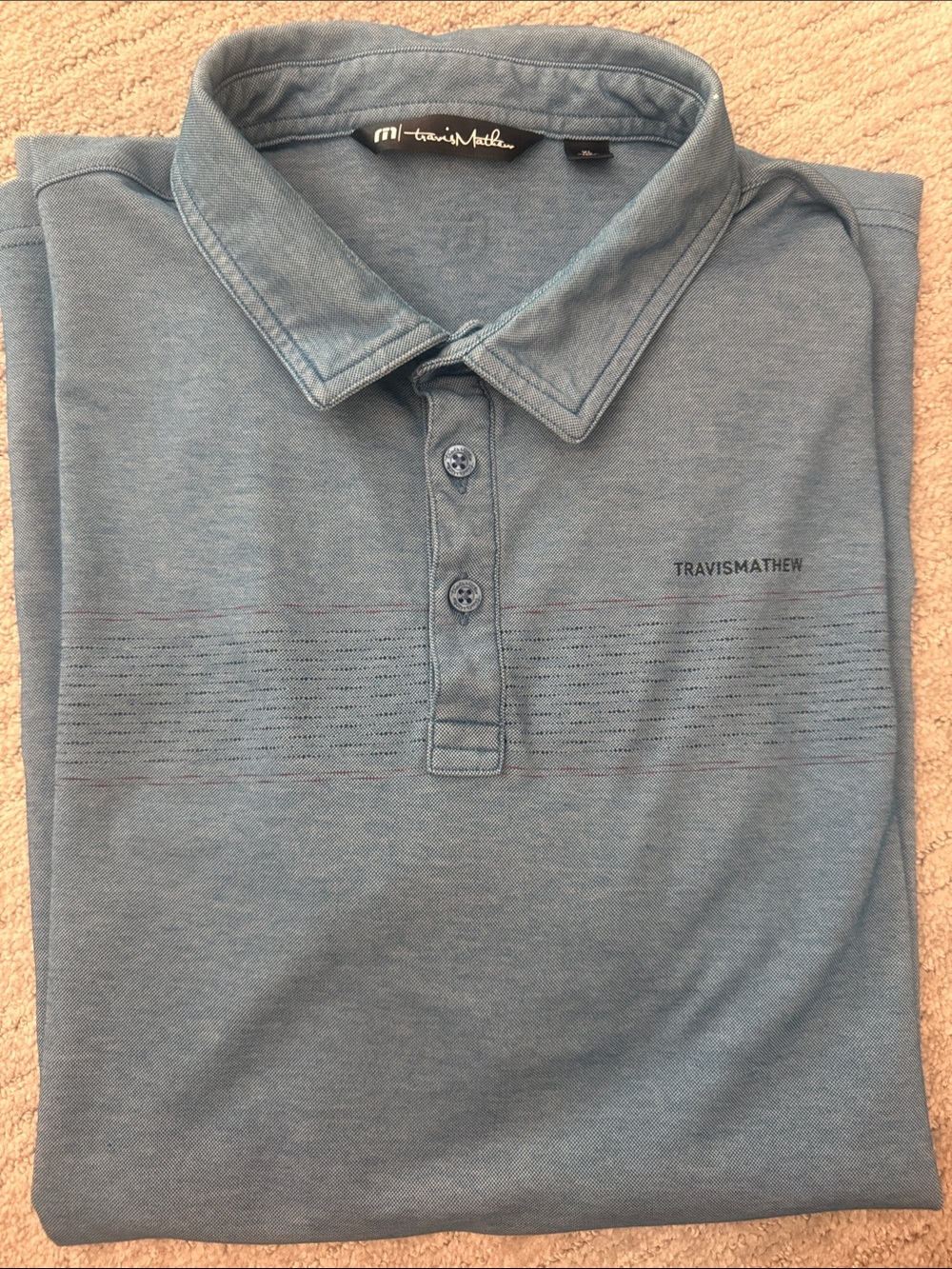 Men’s Travis Mathew Heather Slate Blue Short-Sleeve Polo size XL